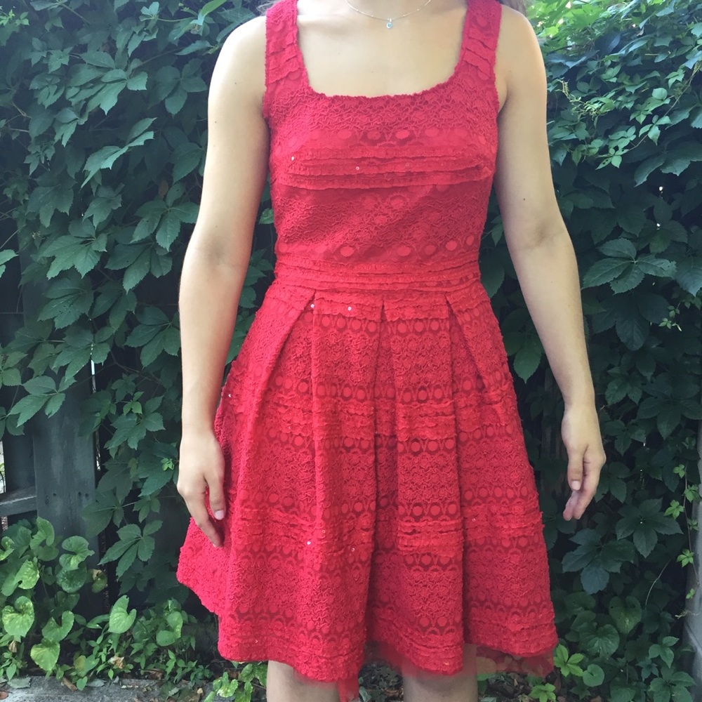 Red Lace Sequin dress